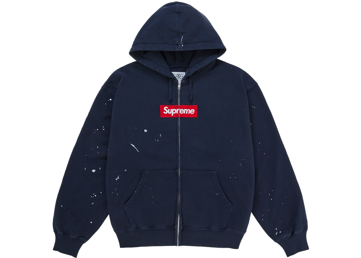 Supreme MM6 Maison Margiela Box Logo Zip Up Hooded Sweatshirt Navy