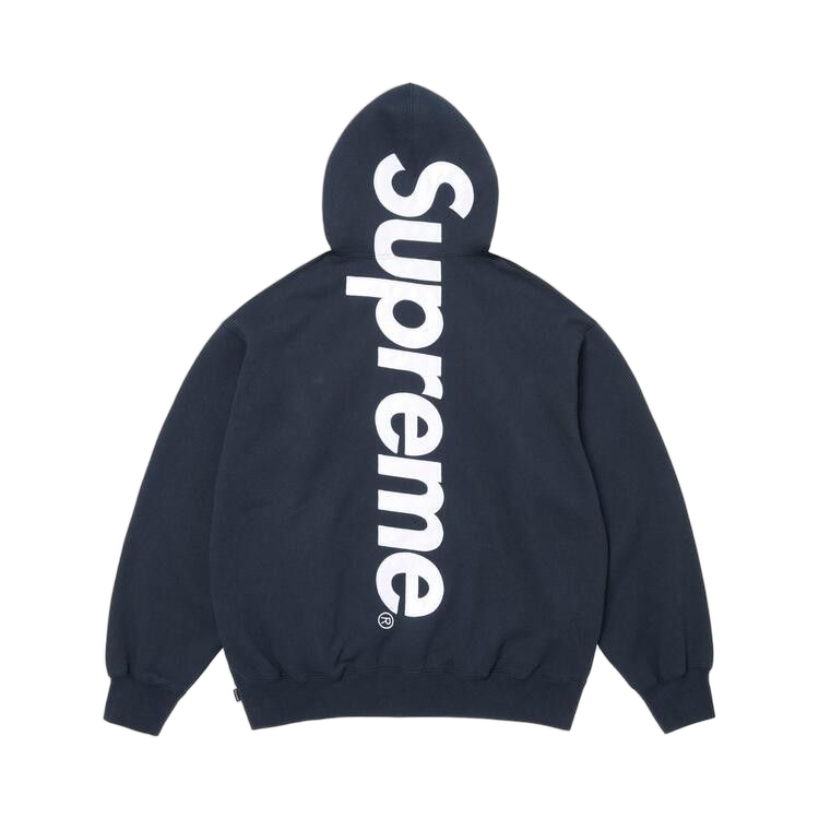 Supreme Satin Appliqué Hooded Sweatshirt Navy