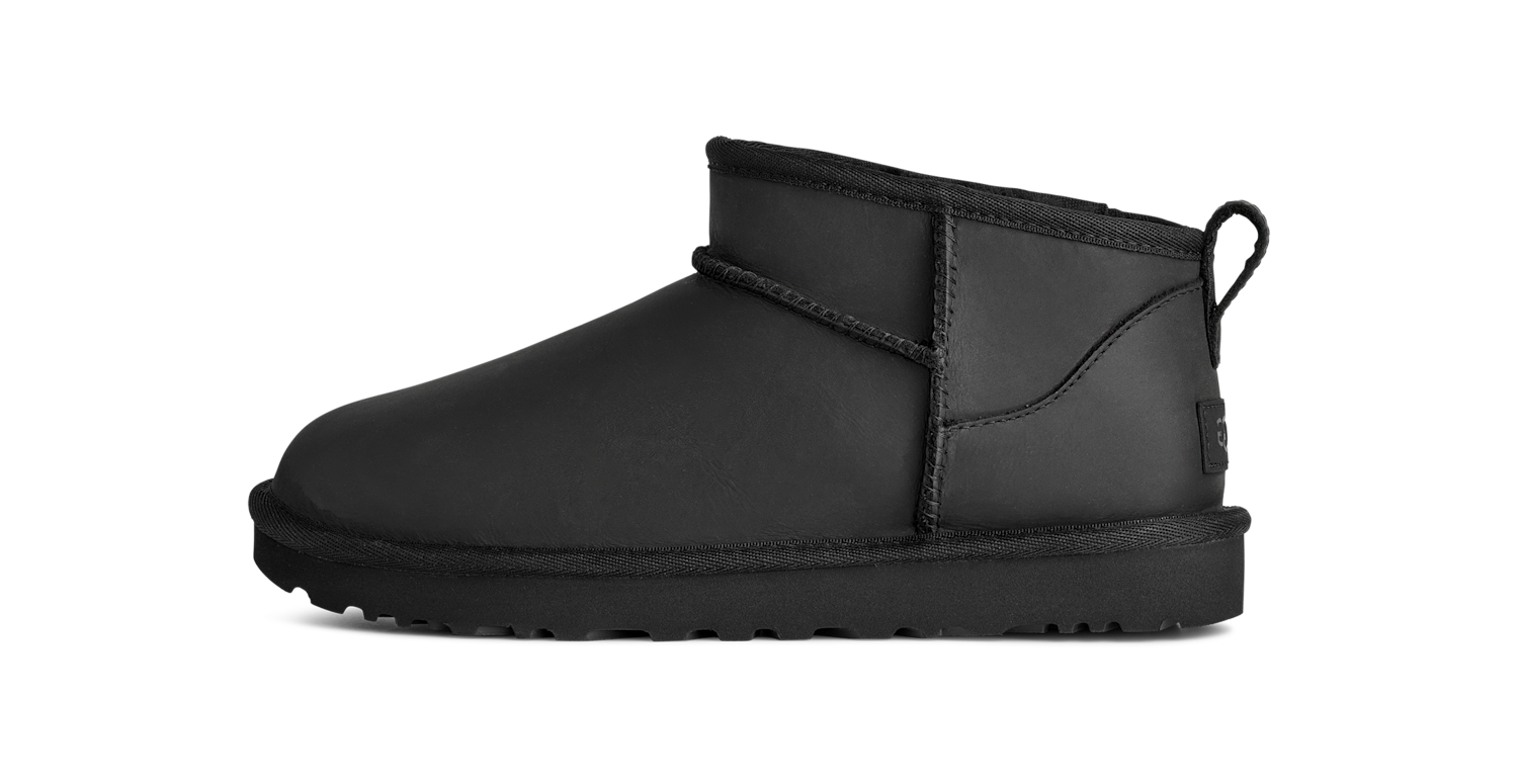 UGG Classic Ultra Mini Leather Boot Black, Black (1174210-BLK)