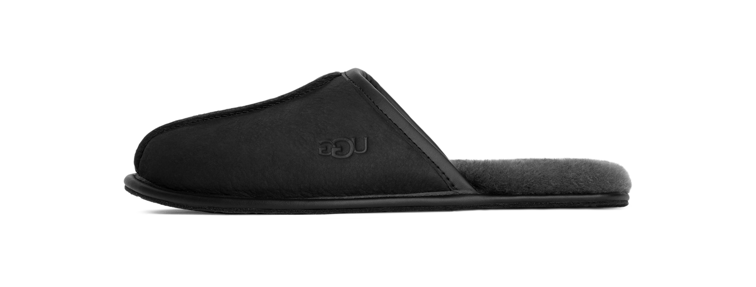 UGG Scuff Leather Slipper Black, Black (1108192-BLK)