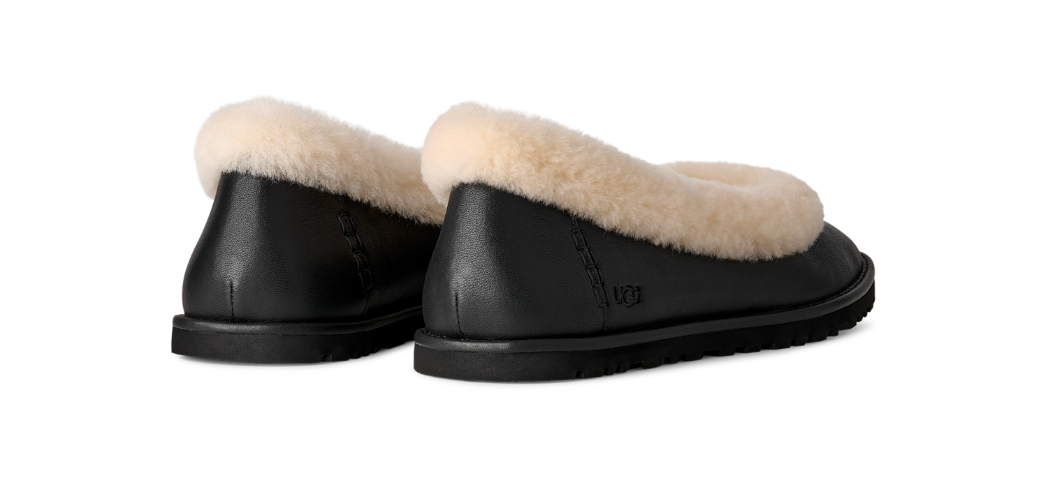 UGG Zora Leather Ballet Flat Black, Black (1178450-BLK)