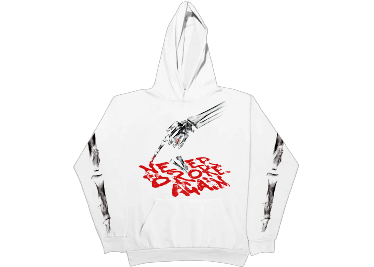 Vlone x Never Broke Again Bones Hoodie White