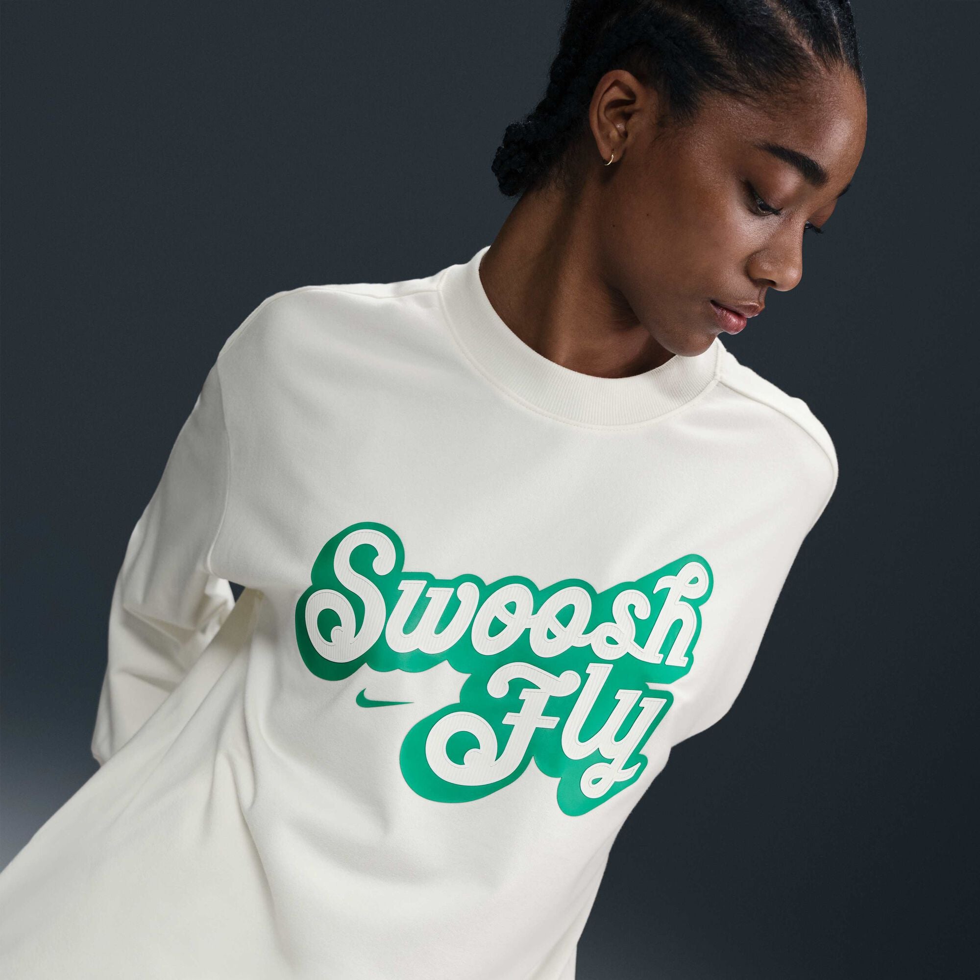 Nike Swoosh Fly Dri-FIT Oversized French Terry Basketball Sweatshirt Armoury Navy/Light Orewood Brown