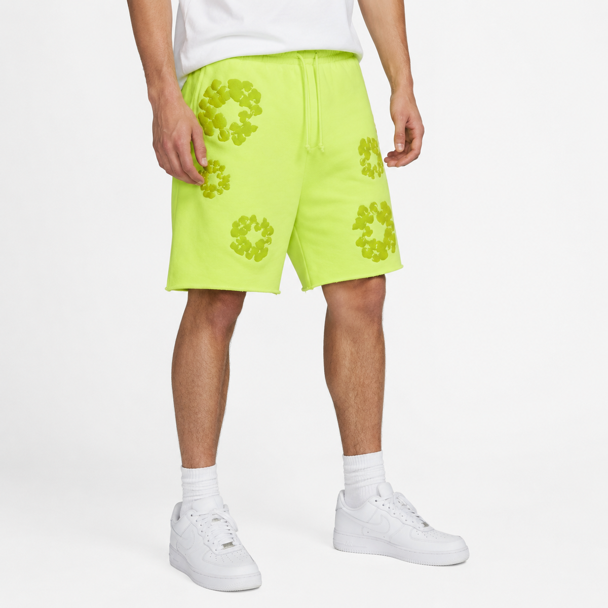 Denim Tears Mono Cotton Wreath Sweat Shorts Neon Green