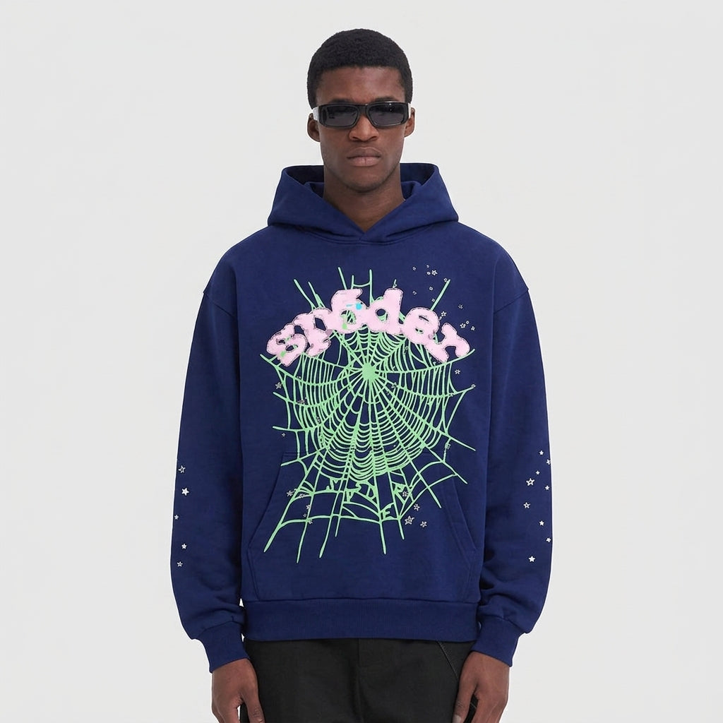 Sp5der OG Web Hoodie Navy